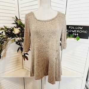 MISIA SOFT HEATHER GRAY LARGE SWEATER WITH BUTTON ACCENT